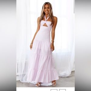 Hello molly pink and white patterned maxi dress